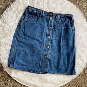 Susquehanna Blues Button Front Jean Skirt Vintage Womens Size Medium